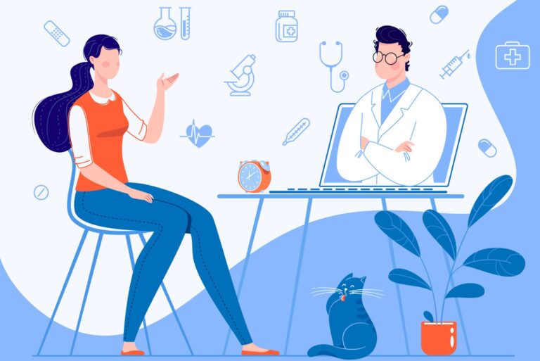 woman patient at home sitting on a chair consults with a doctor a vector id1249188132 768x513 - کلینیک روانشناسی بوجیکا| مشاوره خانواده؛ازدواج؛کودک؛روانپزشکی